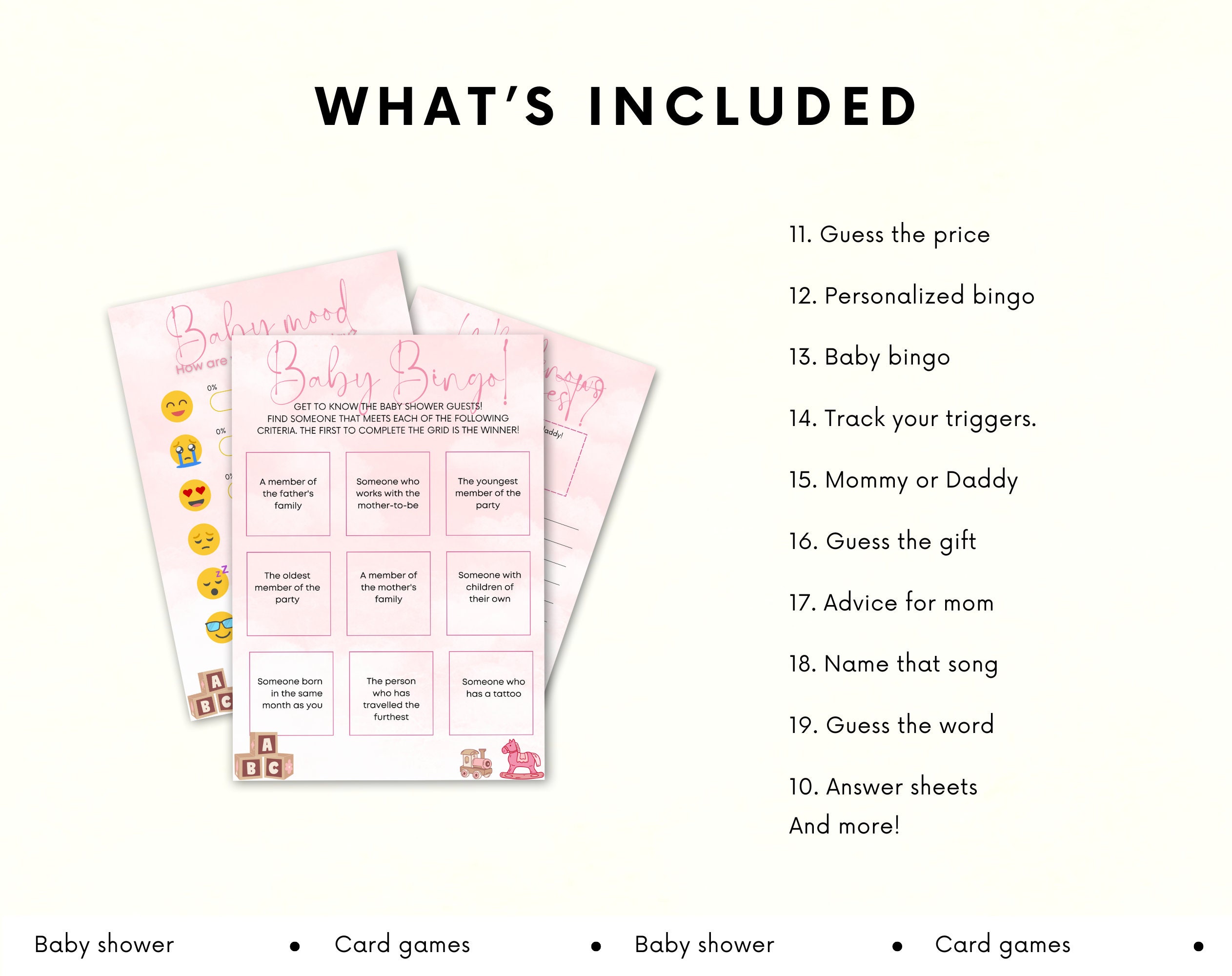Baby Shower Games Bundle | Baby Trivia Game | Baby Shower Trivia Pink | Editable baby shower | Baby shower activity | Baby shower bundle - Image 4