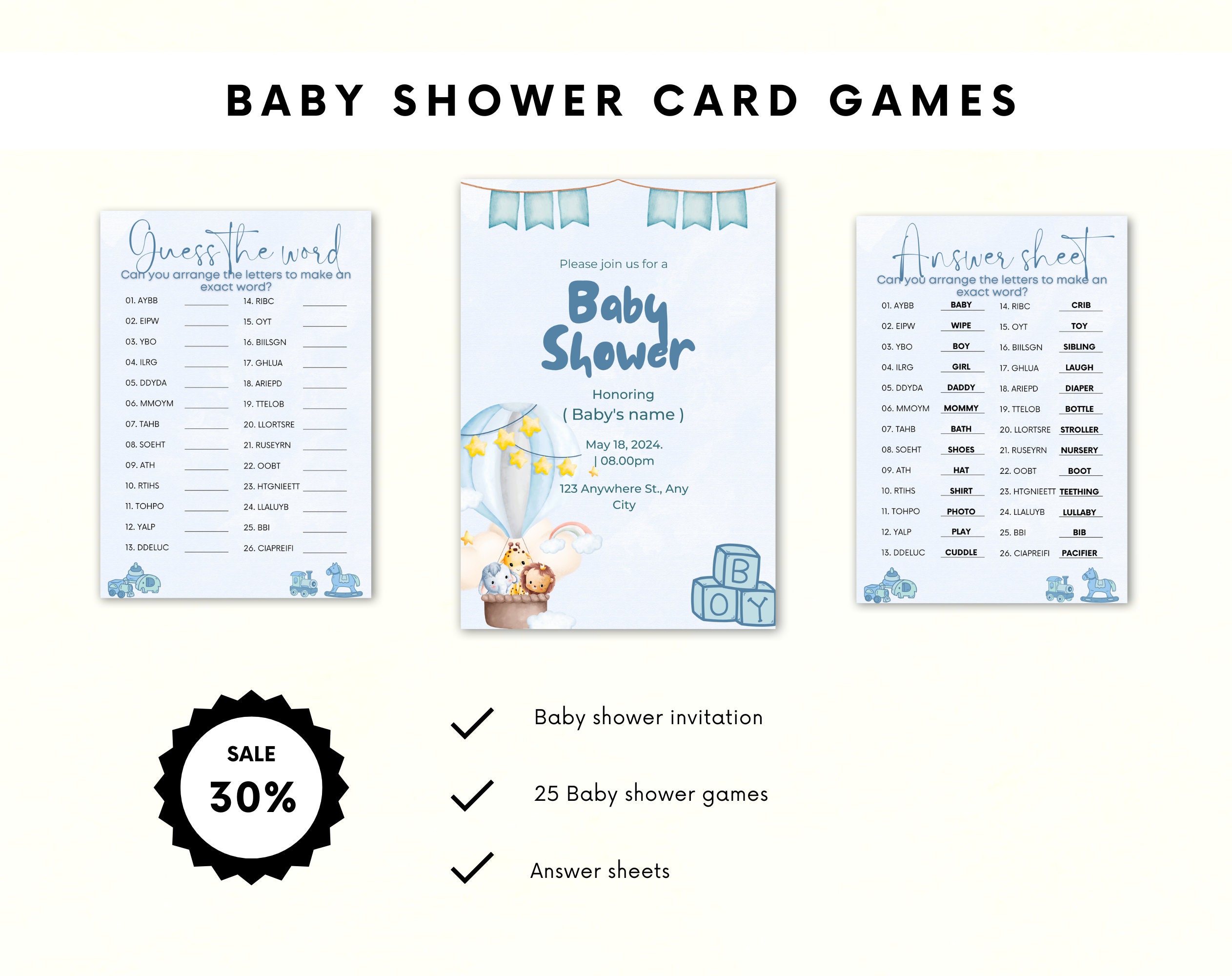 Baby Shower Games | Baby Trivia Games | Baby shower bingo | Gender Reveal Party | Gender Reveal Games | Downloadable Games - Image 6
