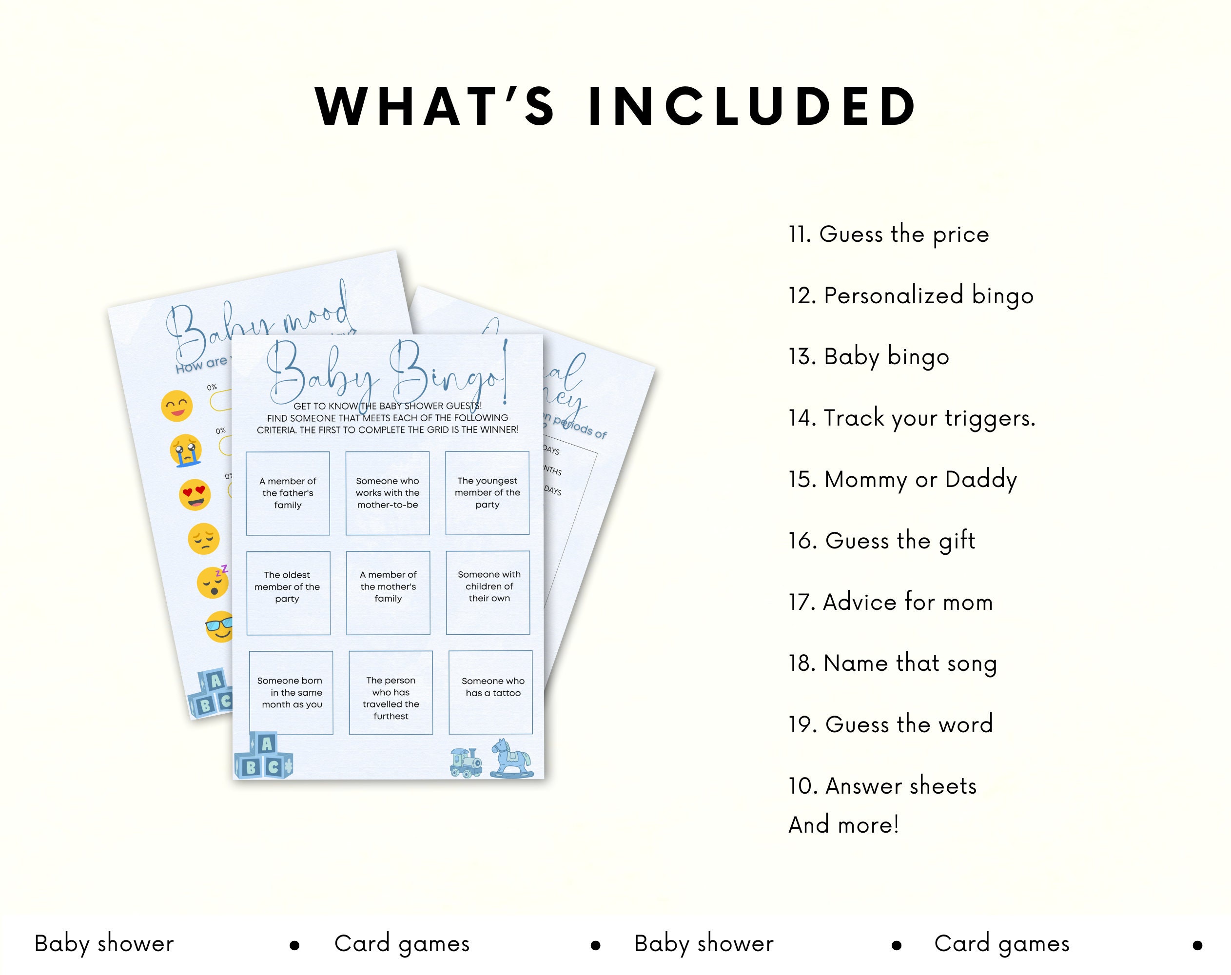 Baby Shower Games | Baby Trivia Games | Baby shower bingo | Gender Reveal Party | Gender Reveal Games | Downloadable Games - Image 4