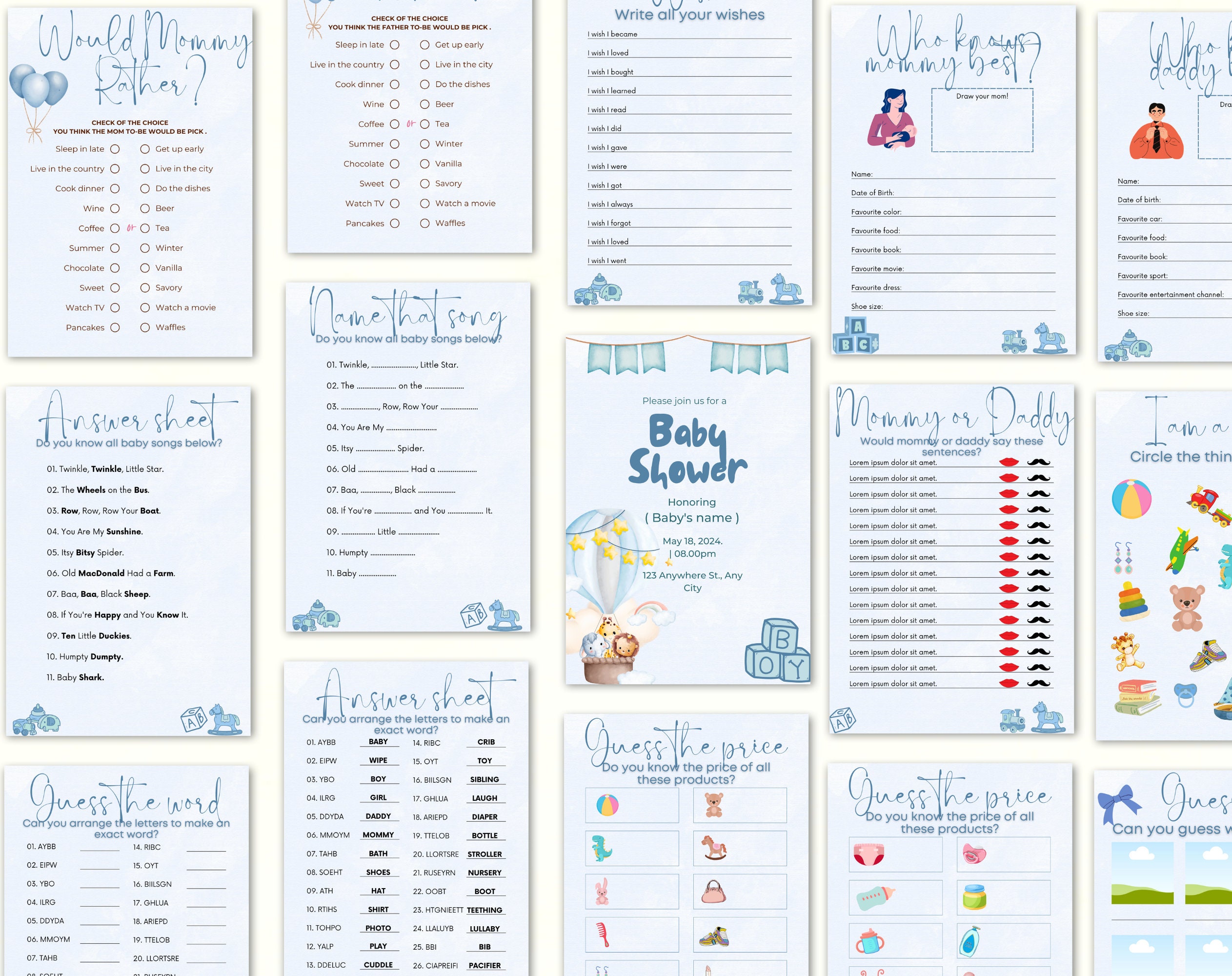 Baby Shower Games | Baby Trivia Games | Baby shower bingo | Gender Reveal Party | Gender Reveal Games | Downloadable Games - Image 3