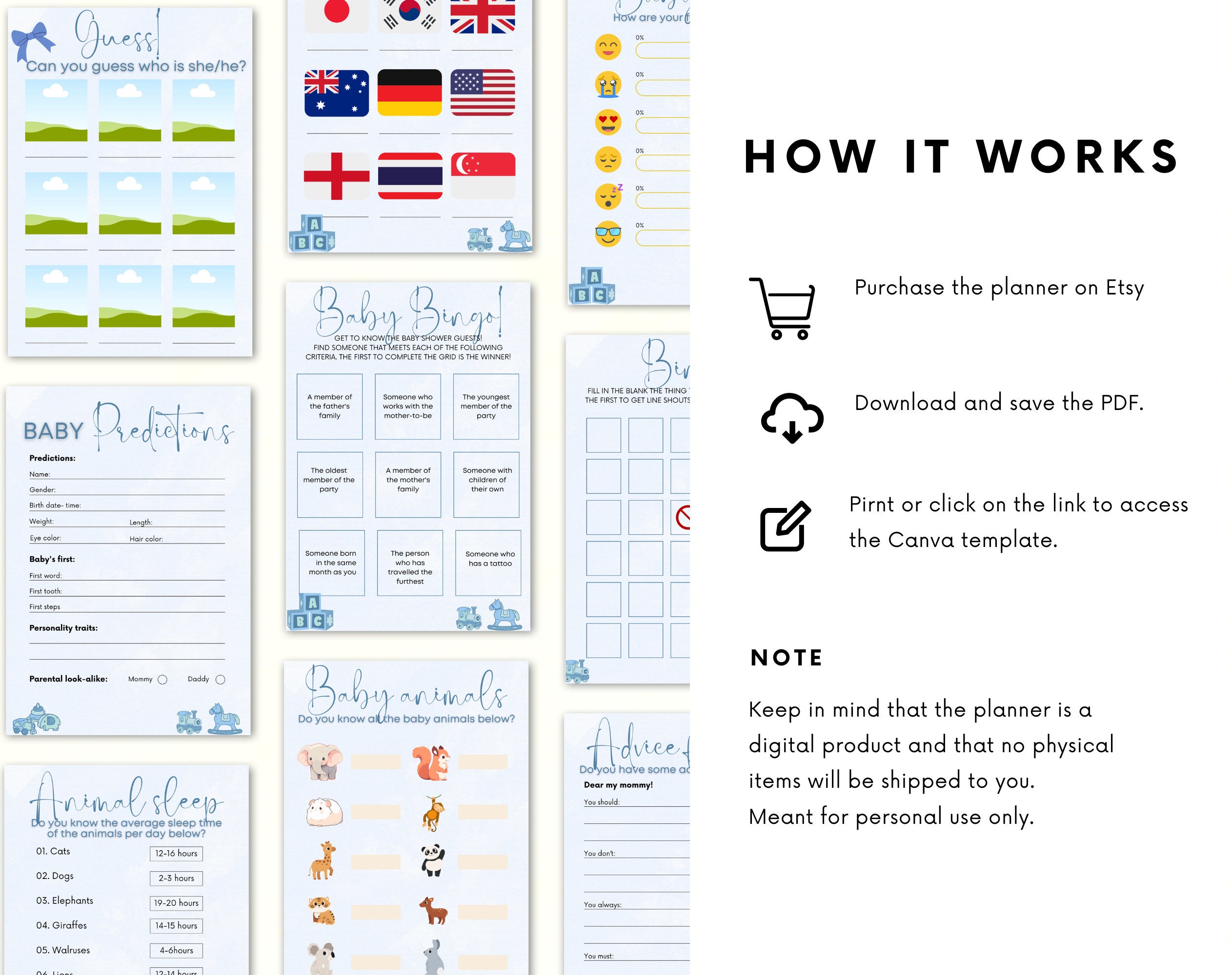 Baby Shower Games | Baby Trivia Games | Baby shower bingo | Gender Reveal Party | Gender Reveal Games | Downloadable Games - Image 2