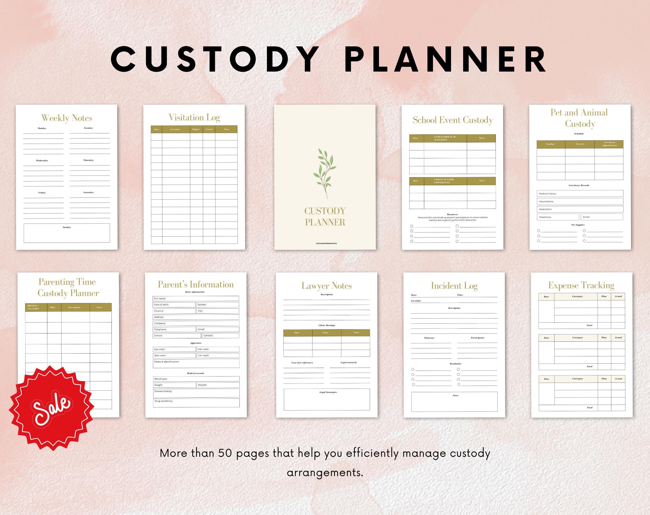 Child Custody Planner Printable | Coparenting Planner | Custody Planner | Simplistic design