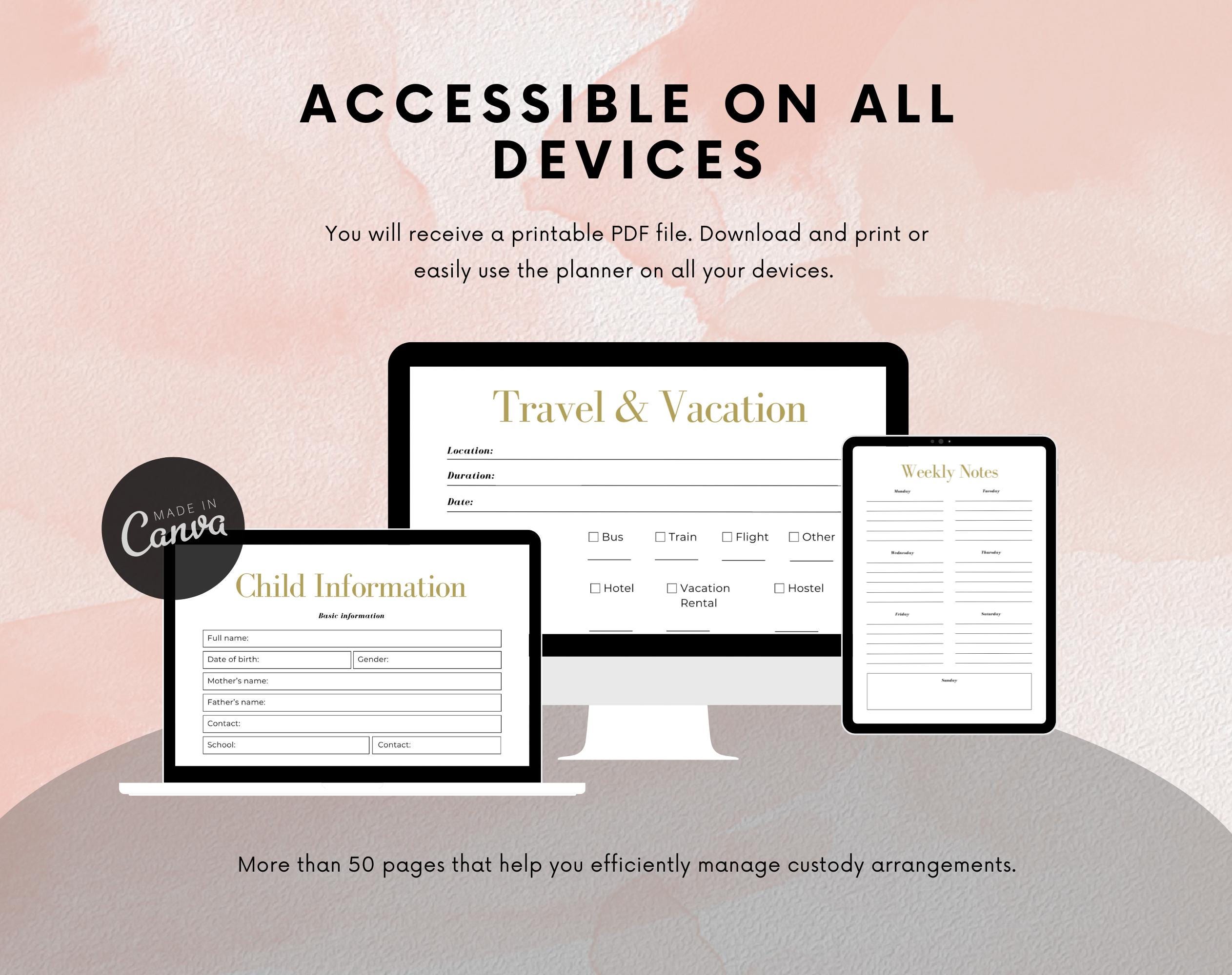 Child Custody Planner Printable | Coparenting Planner | Custody Planner | Simplistic design - Image 2