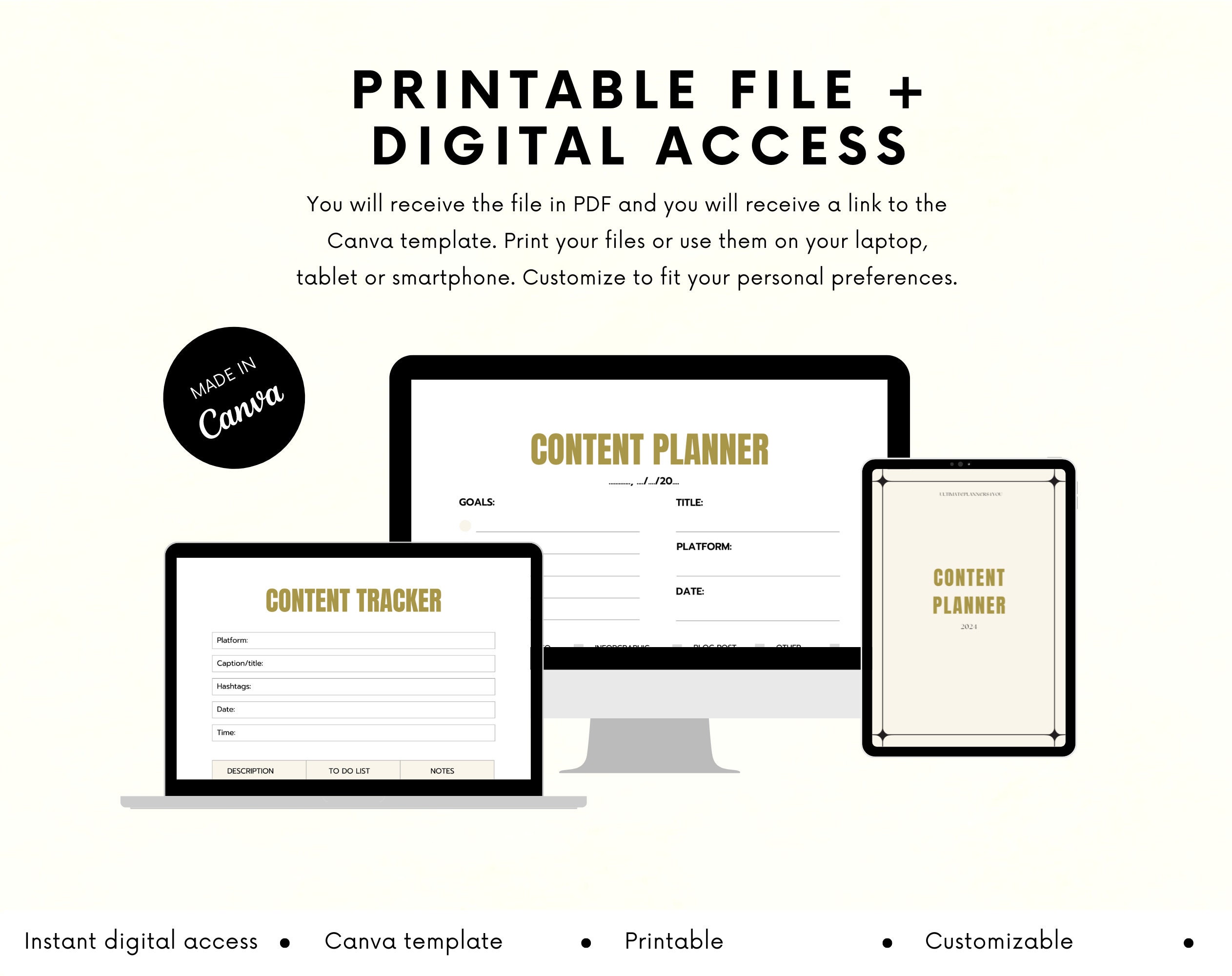Content Planner | Social Media Planner | Plan all your social activity ahead | Printable Social Media Planner | Downloadable PDF - Image 2