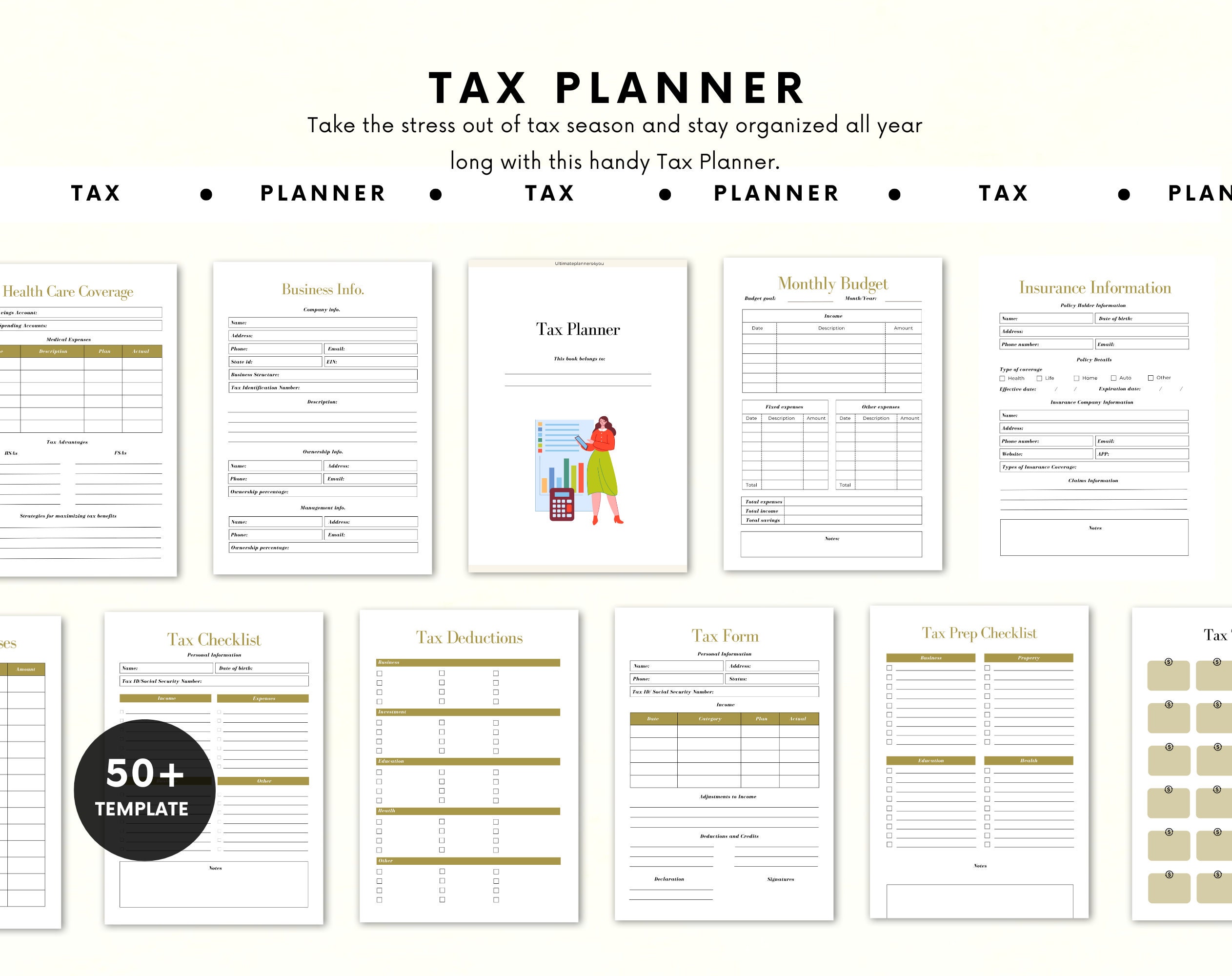 Personal Tax Planner | Tax Organizer | Financial Planner | Tax Checklist | Printable Tax Planner