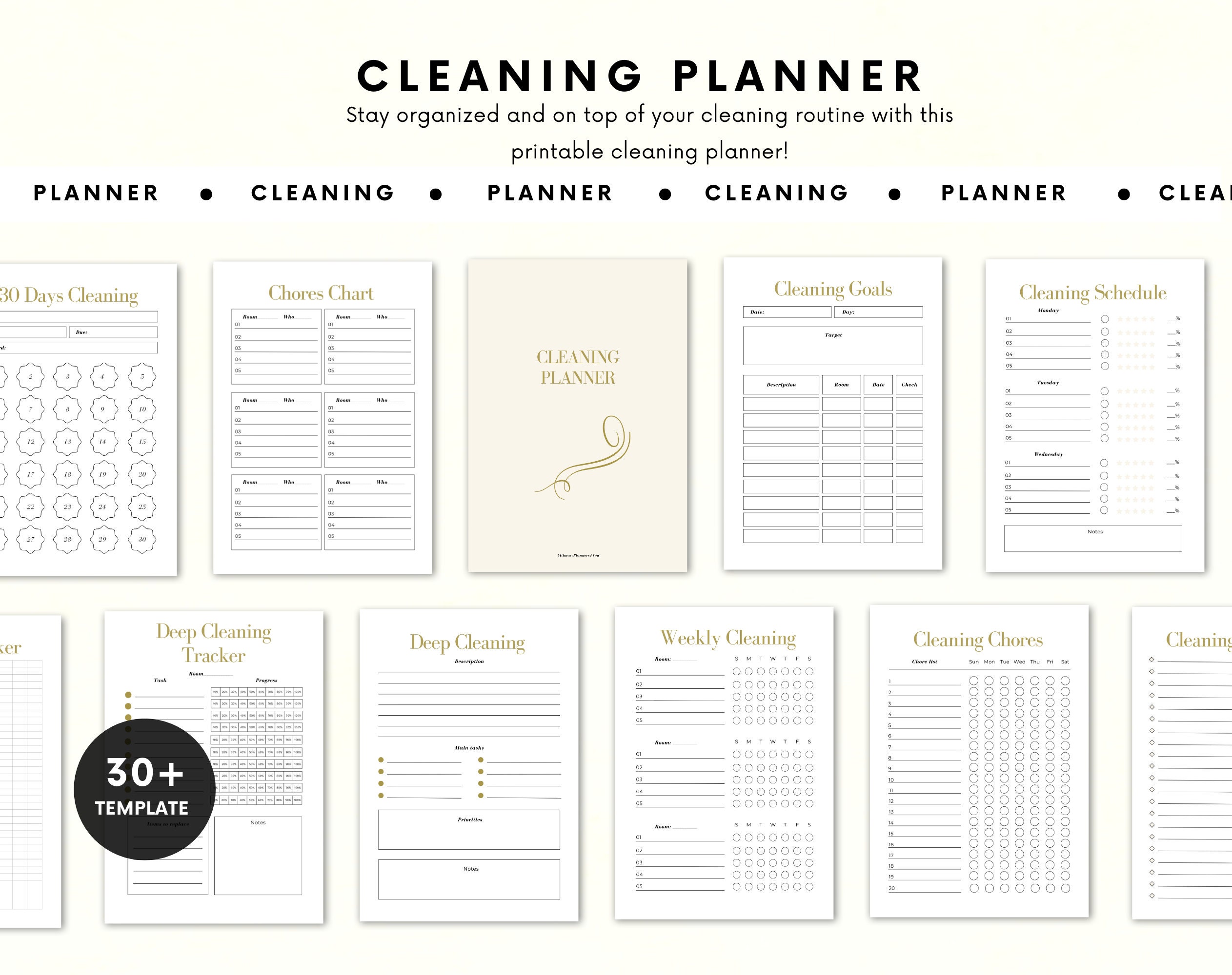 Printable Cleaning Planner | Cleaning Schedule | Cleaning Checklist | Weekly cleaning Schedule | Cleaning Planner PDF