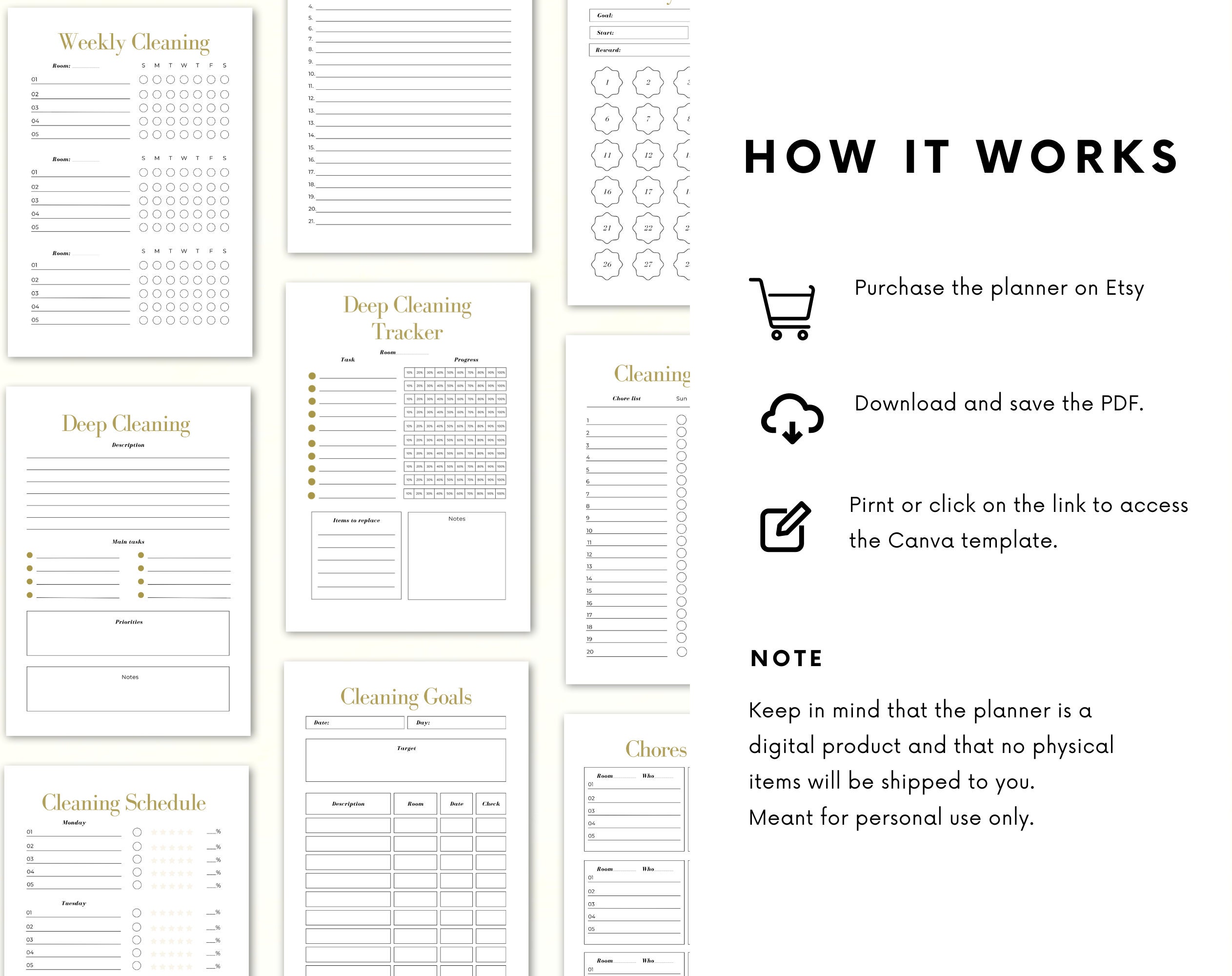 Printable Cleaning Planner | Cleaning Schedule | Cleaning Checklist | Weekly cleaning Schedule | Cleaning Planner PDF - Image 11