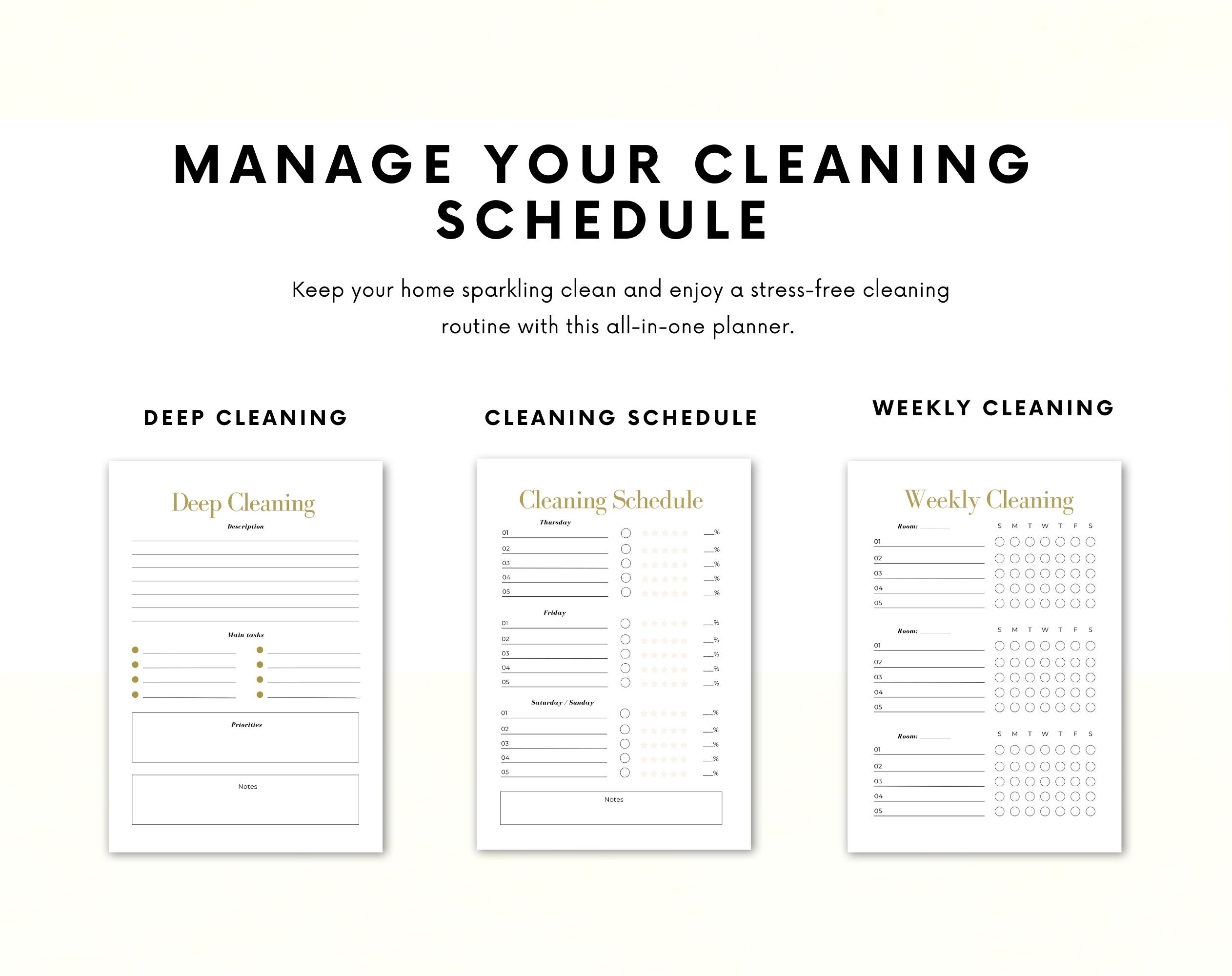 Printable Cleaning Planner | Cleaning Schedule | Cleaning Checklist | Weekly cleaning Schedule | Cleaning Planner PDF - Image 4