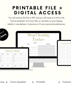 Alternative view of Printable Cleaning Planner | Cleaning Schedule | Cleaning Checklist | Weekly cleaning Schedule | Cleaning Planner PDF