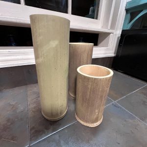 Natural Bamboo Vase Set of 3 – Handmade Rustic Bamboo Flower Vases for Tabletop or Shelf Decor