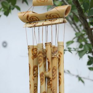 Natural Bamboo Wind Chime – Handmade Outdoor & Indoor Bamboo Hanging Decor for Garden, Balcony, and Patio