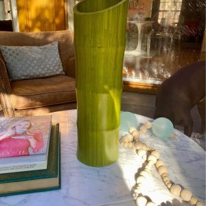 Green Bamboo Decorative Vase – Natural Bamboo Flower Vase for Tabletop, Shelf, or Home Decoration