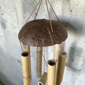 Coconut & Bamboo Wind Chime – Handmade Tropical Outdoor Hanging Decor for Garden, Patio, and Balcony